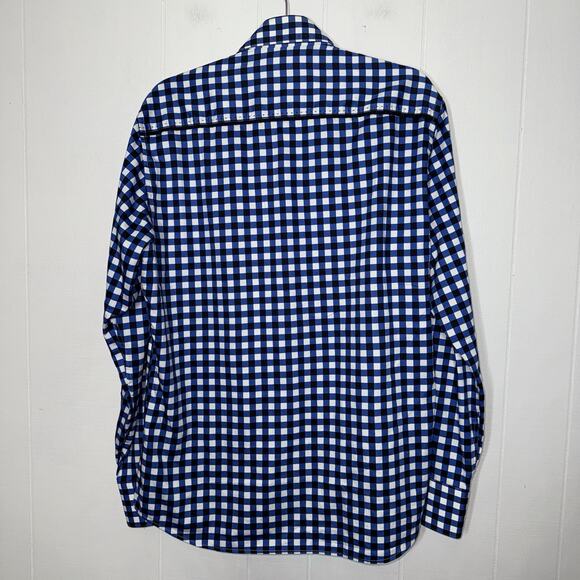 Au Noir Men’s Gingham Plaid Button Down Shirt Blue Size 4 Large - Picture 2 of 6